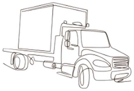 Line drawing of a delivery truck